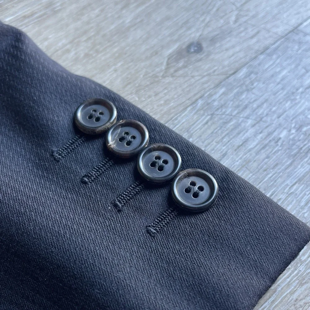Vintage Prada Men's Black Blazer Size 48 Tonal Stripes 3 Buttons